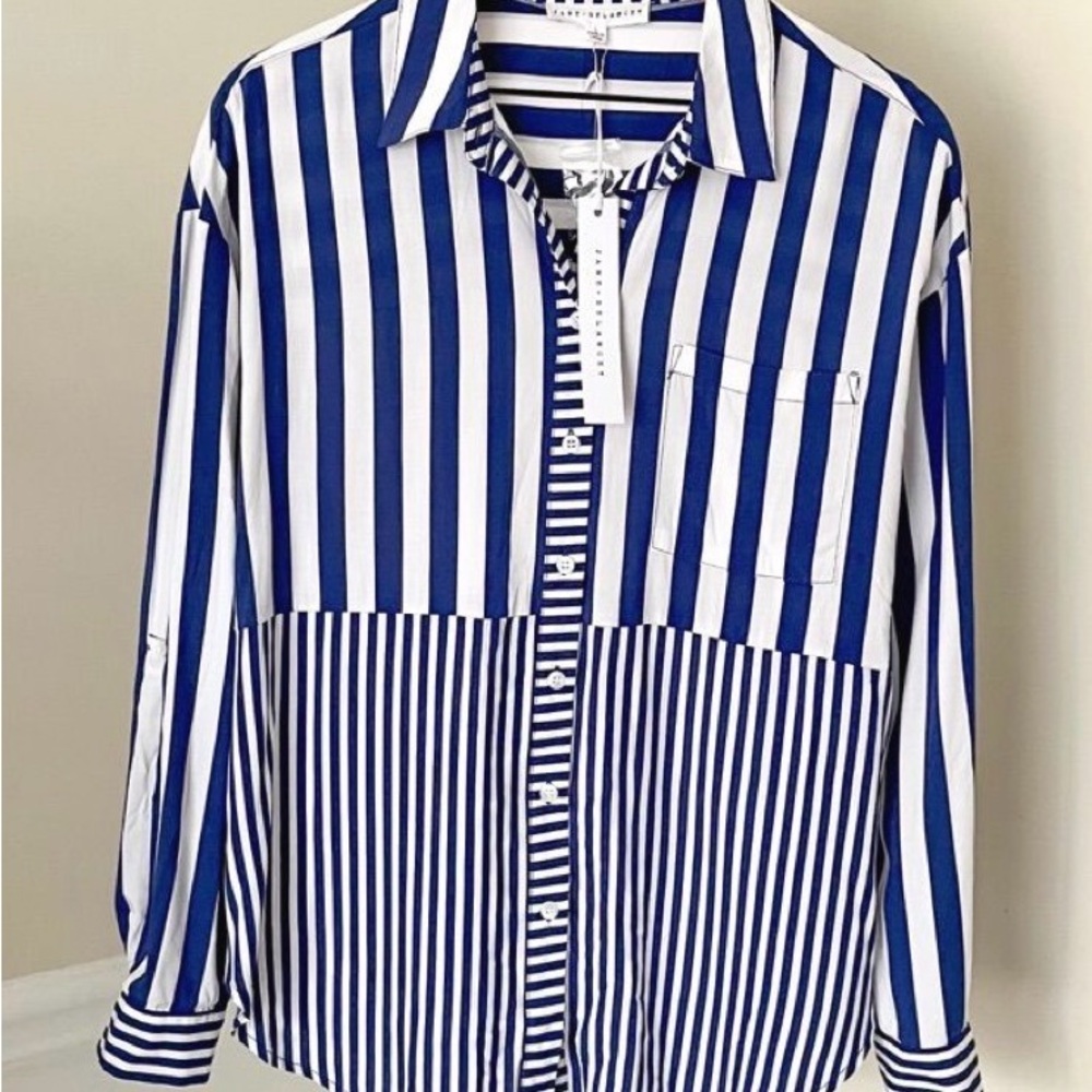 Jane and Delancey Blue and White Striped Top